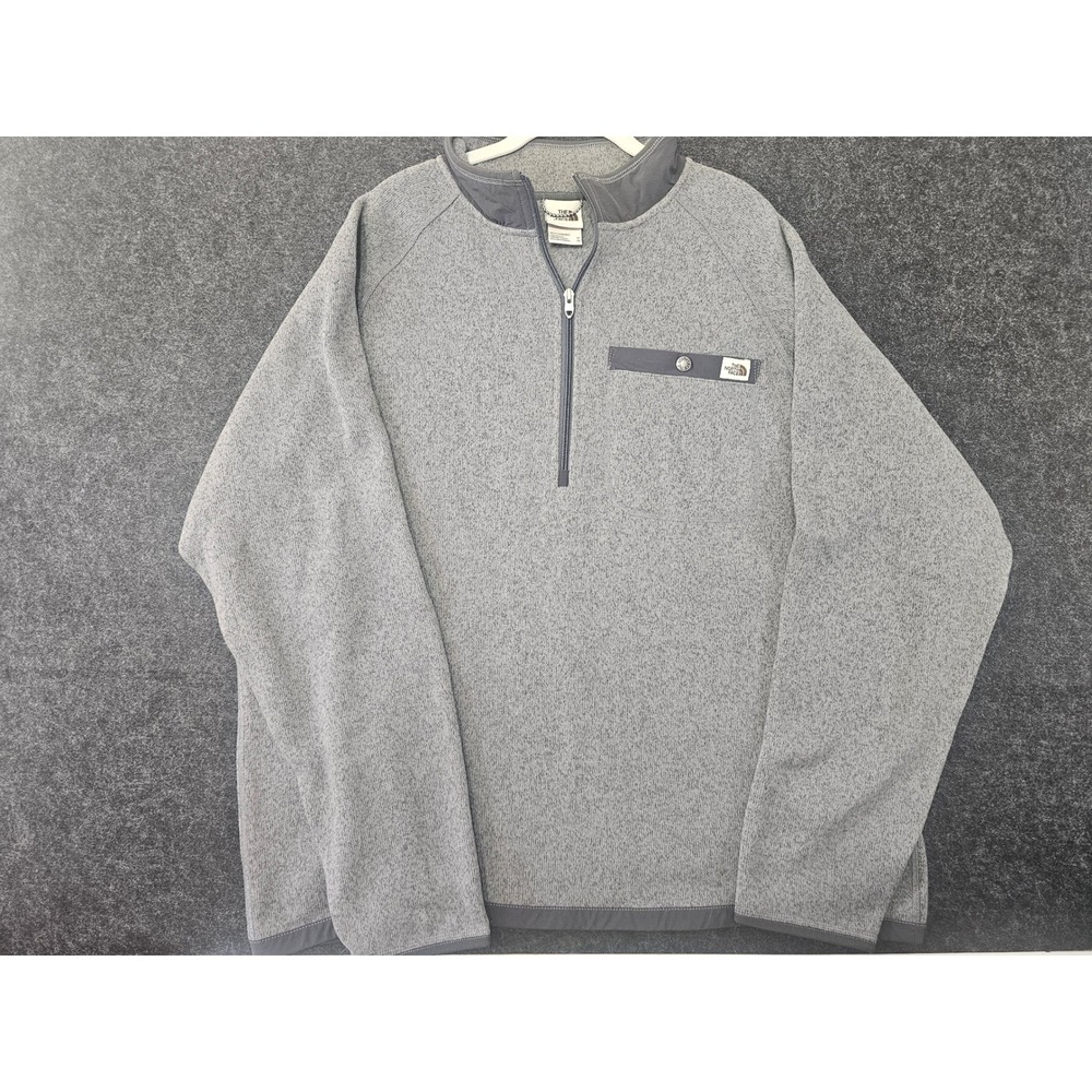 The North Face Gordon Lyons Quarter Zip Men XL Gray Sweater Knit Fleece Pullover - Picture 2 of 6